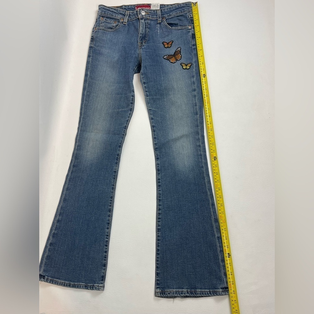Levi’s 518 Superlow Bootcut Jeans Juniors 7M Butterfly Patch Y2K - Picture 5 of 16